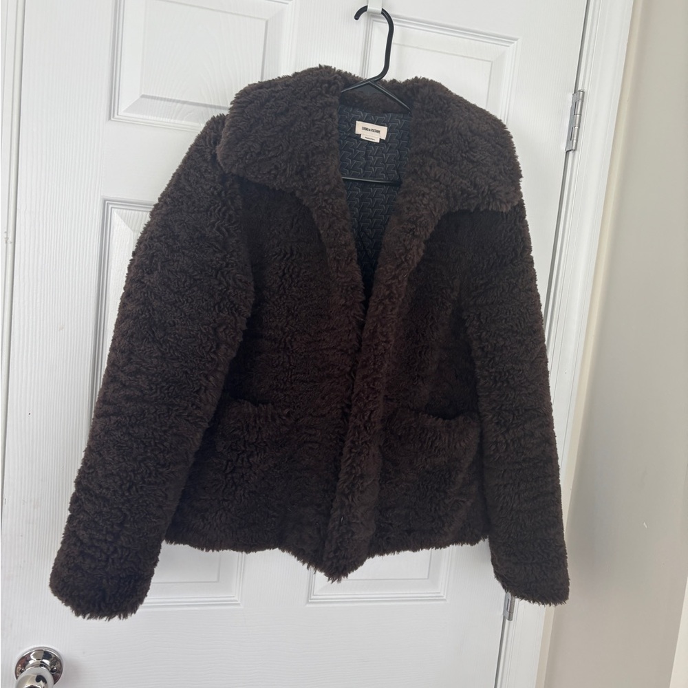 Zadig & Voltaire Dark Brown Teddy Jacket - Picture 6 of 16